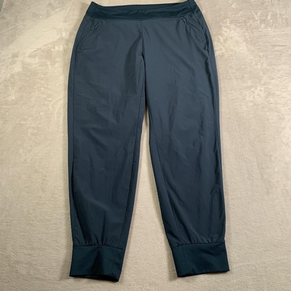 Athleta Pants Womens 14 Navy Jogger Zip Pockets Cuffed Ankle Stretch Lightweight